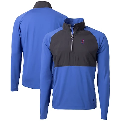Men's Cutter & Buck Royal Florida Gators Swinging Gator Adapt Eco Knit Hybrid Recycled Quarter-Zip Pullover Top
