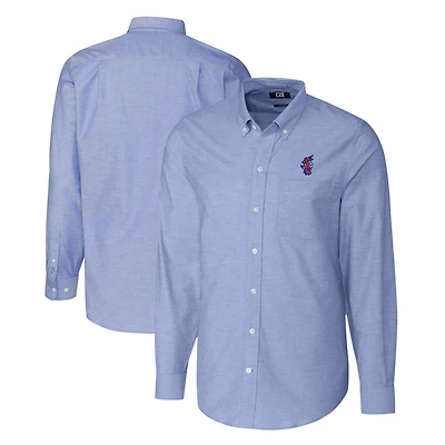 Men's Cutter & Buck Blue Florida Gators Swinging Gator Oxford Stretch Tri-Blend Long Sleeve Dress Shirt