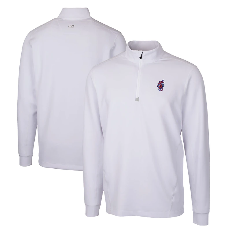 Men's Cutter & Buck White Florida Gators Swinging Gator Traverse Stretch Quarter-Zip Pullover Top
