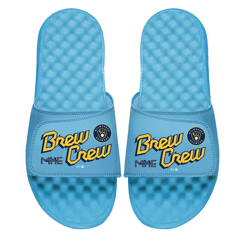 Youth ISlide Light Blue Milwaukee Brewers City Connect Slide Sandals