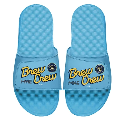 Youth ISlide Light Blue Milwaukee Brewers City Connect Slide Sandals
