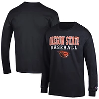 Men's Champion  Black Oregon State Beavers Baseball Stack Long Sleeve T-Shirt