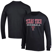 Men's Champion  Black Texas Tech Red Raiders Baseball Stack Long Sleeve T-Shirt