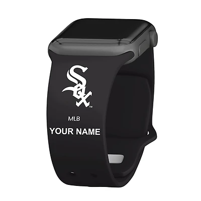 Black Chicago White Sox Personalized Silicone Apple Watch Band
