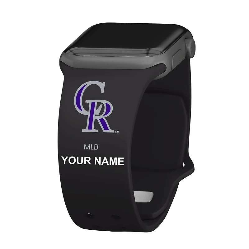 Black Colorado Rockies Personalized Silicone Apple Watch Band