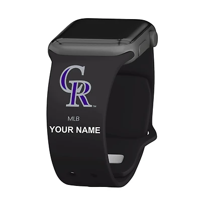 Black Colorado Rockies Personalized Silicone Apple Watch Band