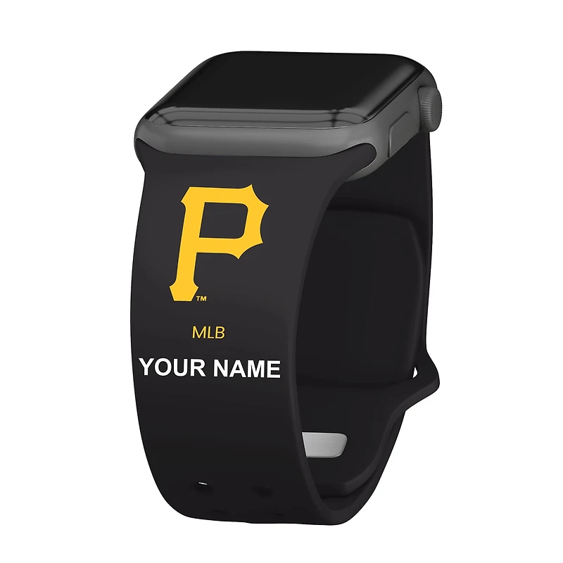 Black Pittsburgh Pirates Personalized Silicone Apple Watch Band