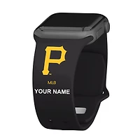 Black Pittsburgh Pirates Personalized Silicone Apple Watch Band