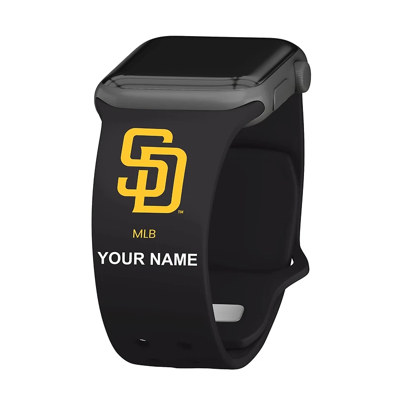 Black San Diego Padres Personalized Silicone Apple Watch Band