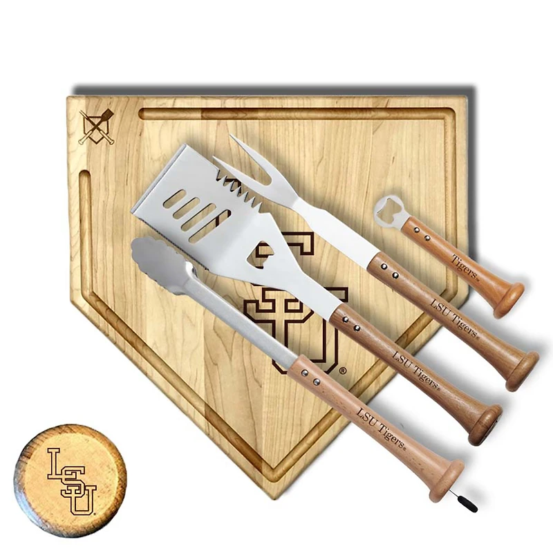 Baseball BBQ  LSU Tigers 17" Trough Grand Slam Combo Set