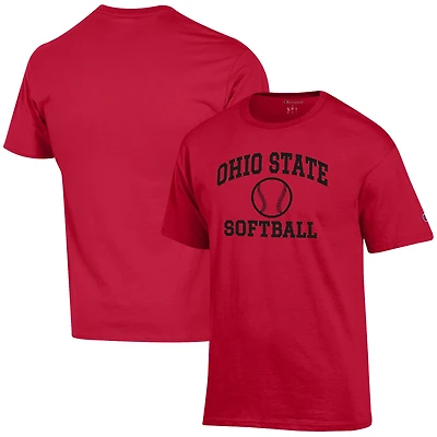 Men's Champion  Scarlet Ohio State Buckeyes Softball Icon T-Shirt