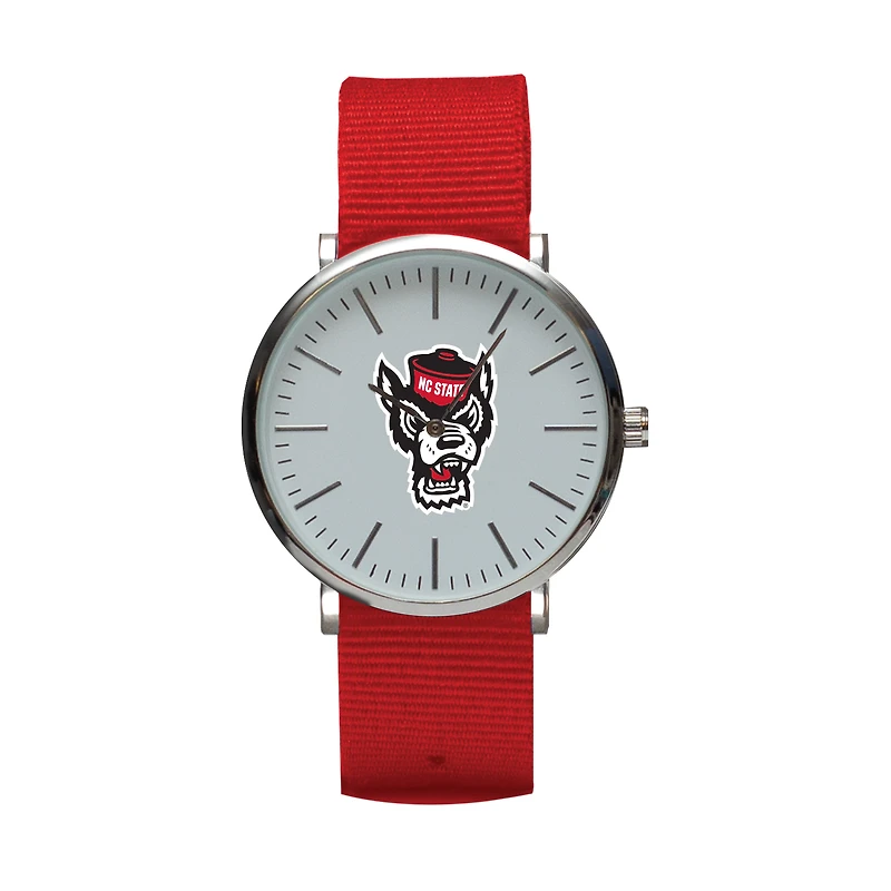 Red NC State Wolfpack Stitch Nylon Strap Watch