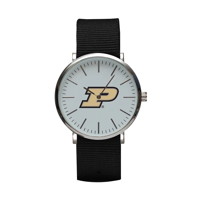 Black Purdue Boilermakers Stitch Nylon Strap Watch