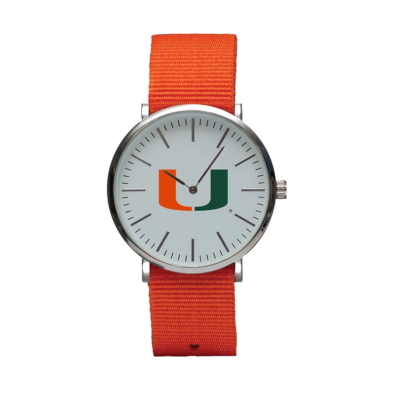Orange Miami Hurricanes Stitch Nylon Strap Watch