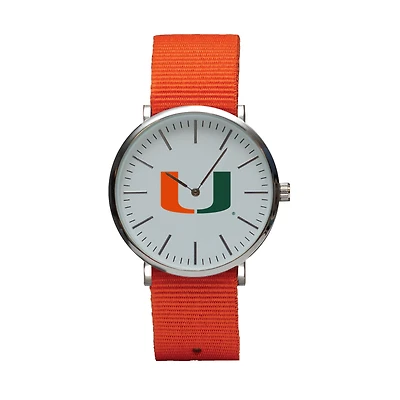 Orange Miami Hurricanes Stitch Nylon Strap Watch