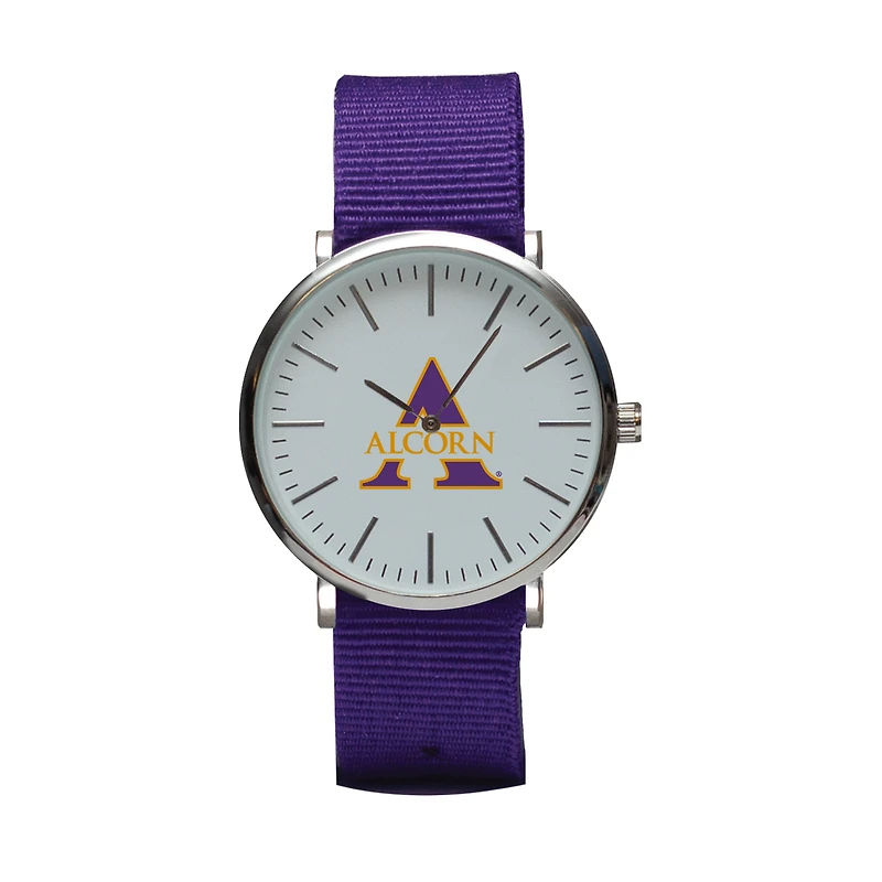Purple Alcorn State Braves Stitch Nylon Strap Watch