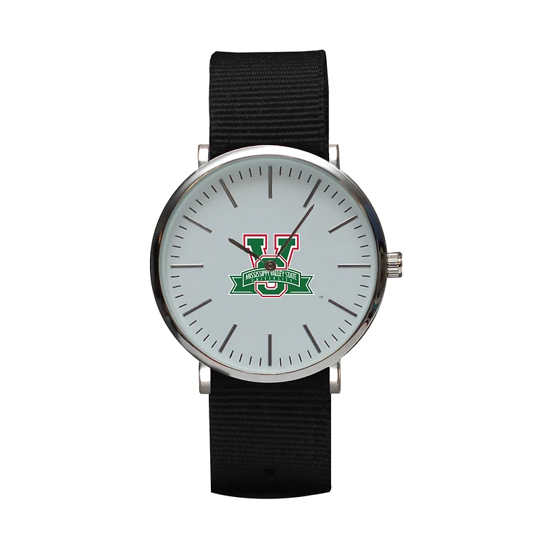 Black Mississippi Valley State Delta Devils Stitch Nylon Strap Watch