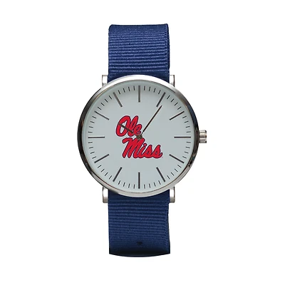 Navy Ole Miss Rebels Stitch Nylon Strap Watch