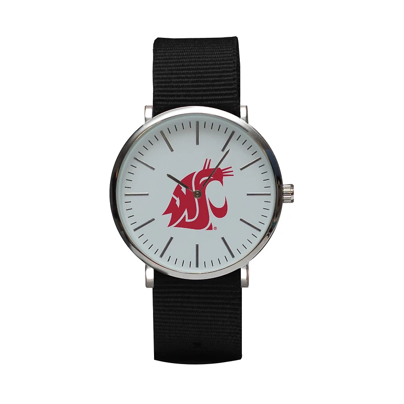 Black Washington State Cougars Stitch Nylon Strap Watch