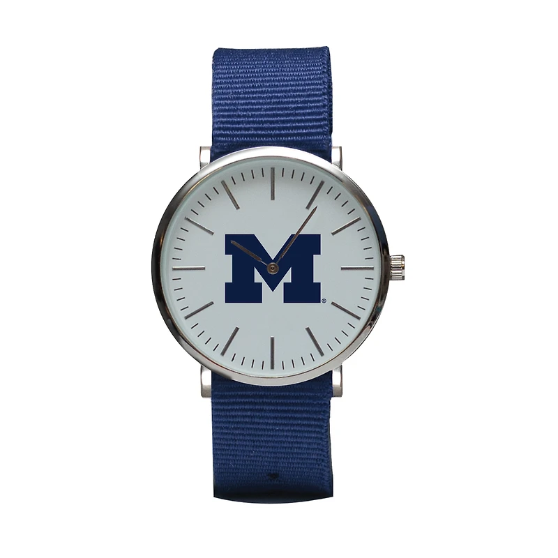 Navy Michigan Wolverines Stitch Nylon Strap Watch
