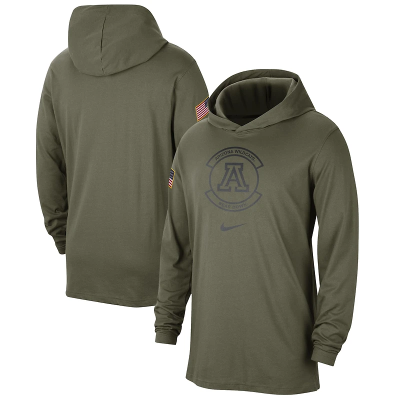 Men's Nike Olive Arizona Wildcats Military Pack Long Sleeve Hoodie T-Shirt