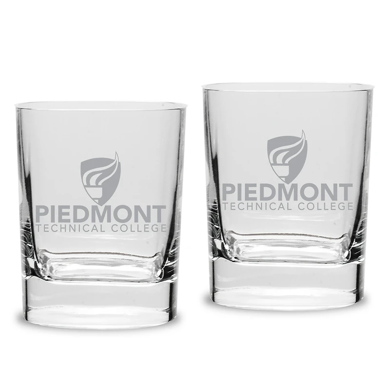 Piedmont Technical College 11.75oz. Two-Piece Luigi Bormioli Square Double Old Fashion Glass Set