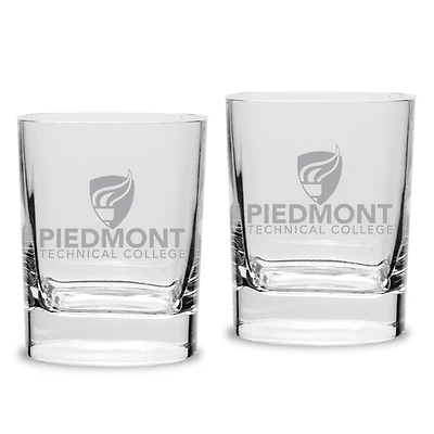 Piedmont Technical College 11.75oz. Two-Piece Luigi Bormioli Square Double Old Fashion Glass Set
