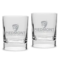 Piedmont Technical College 11.75oz. Two-Piece Luigi Bormioli Square Double Old Fashion Glass Set
