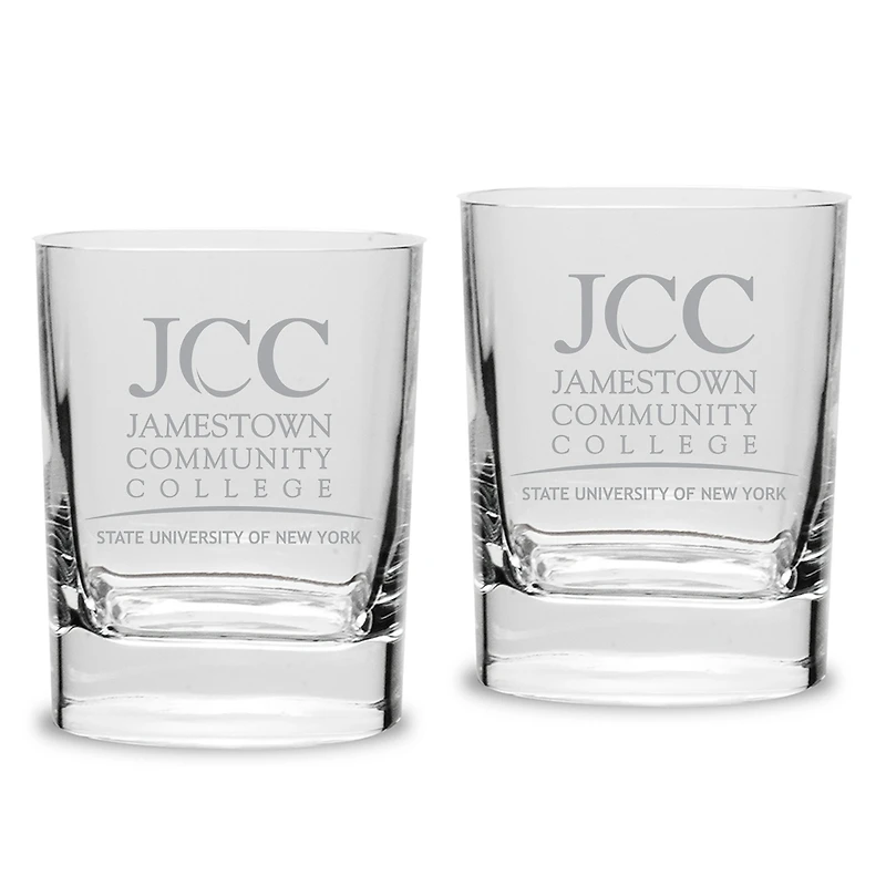 SUNY Jamestown Community College 11.75oz. Two-Piece Luigi Bormioli Square Double Old Fashion Glass Set