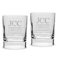 SUNY Jamestown Community College 11.75oz. Two-Piece Luigi Bormioli Square Double Old Fashion Glass Set