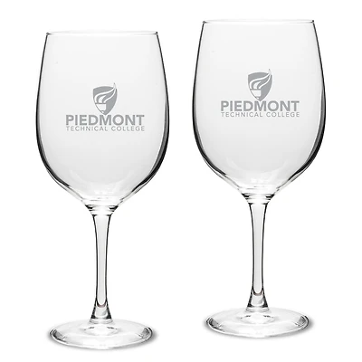 Piedmont Technical College 19oz. Two-Piece Traditional Red Wine Glass Set