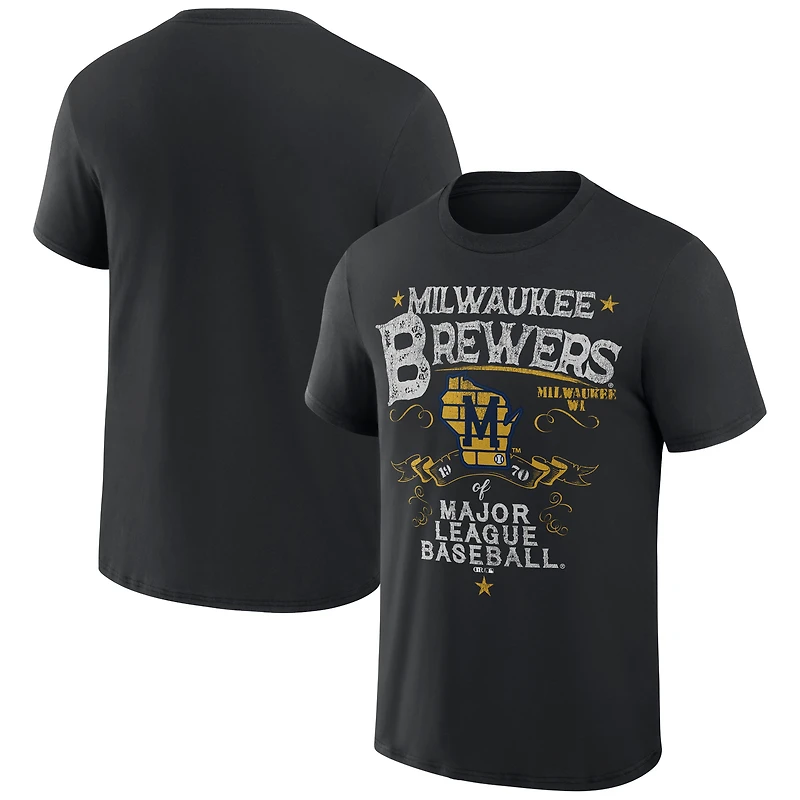 Men's Darius Rucker Collection by Fanatics Black Milwaukee Brewers Beach Splatter T-Shirt