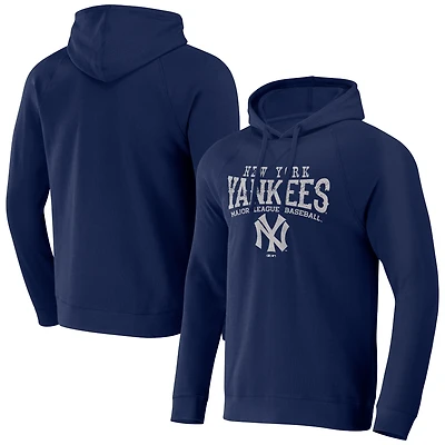 Men's Darius Rucker Collection by Fanatics  Navy New York Yankees Waffle-Knit Raglan Pullover Hoodie