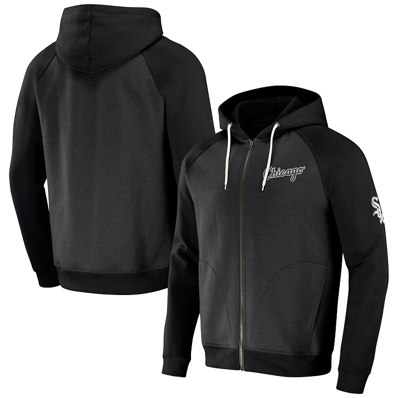 Men's Darius Rucker Collection by Fanatics Black Chicago White Sox Raglan Full-Zip Hoodie