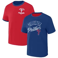 Men's Darius Rucker Collection by Fanatics Red/Royal Philadelphia Phillies Two-Way Ringer Reversible T-Shirt