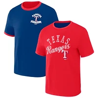 Men's Darius Rucker Collection by Fanatics Royal/Red Texas Rangers Two-Way Ringer Reversible T-Shirt