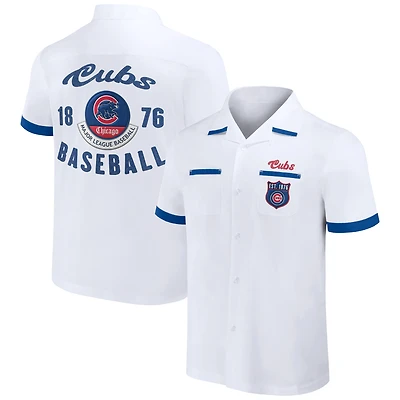 Men's Darius Rucker Collection by Fanatics White Chicago Cubs Bowling Button-Up Shirt