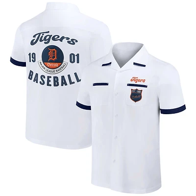 Men's Darius Rucker Collection by Fanatics White Detroit Tigers Bowling Button-Up Shirt