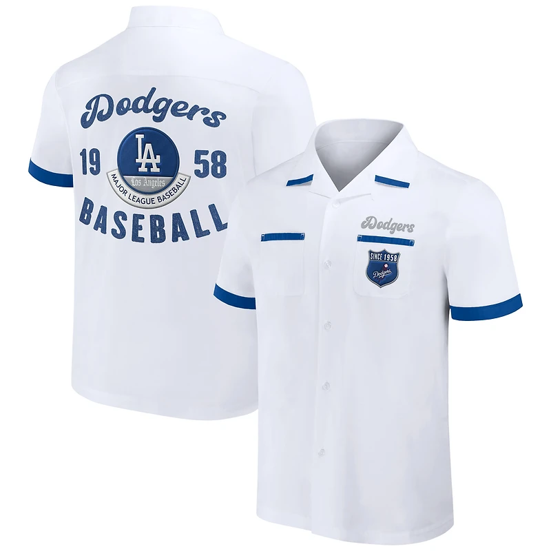Men's Darius Rucker Collection by Fanatics  White Los Angeles Dodgers Bowling Button-Up Shirt