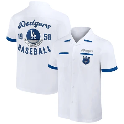 Men's Darius Rucker Collection by Fanatics  White Los Angeles Dodgers Bowling Button-Up Shirt