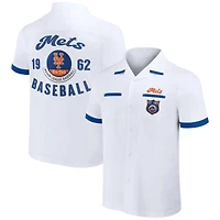 Men's Darius Rucker Collection by Fanatics  White New York Mets Bowling Button-Up Shirt