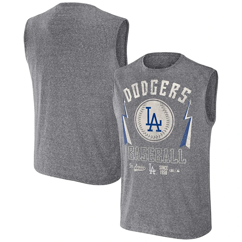 Men's Darius Rucker Collection by Fanatics Charcoal Los Angeles Dodgers Relaxed-Fit Muscle Tank Top