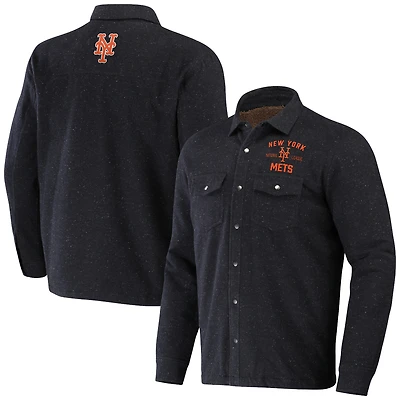 Men's Darius Rucker Collection by Fanatics Black New York Mets Ringstop Full-Snap Shacket