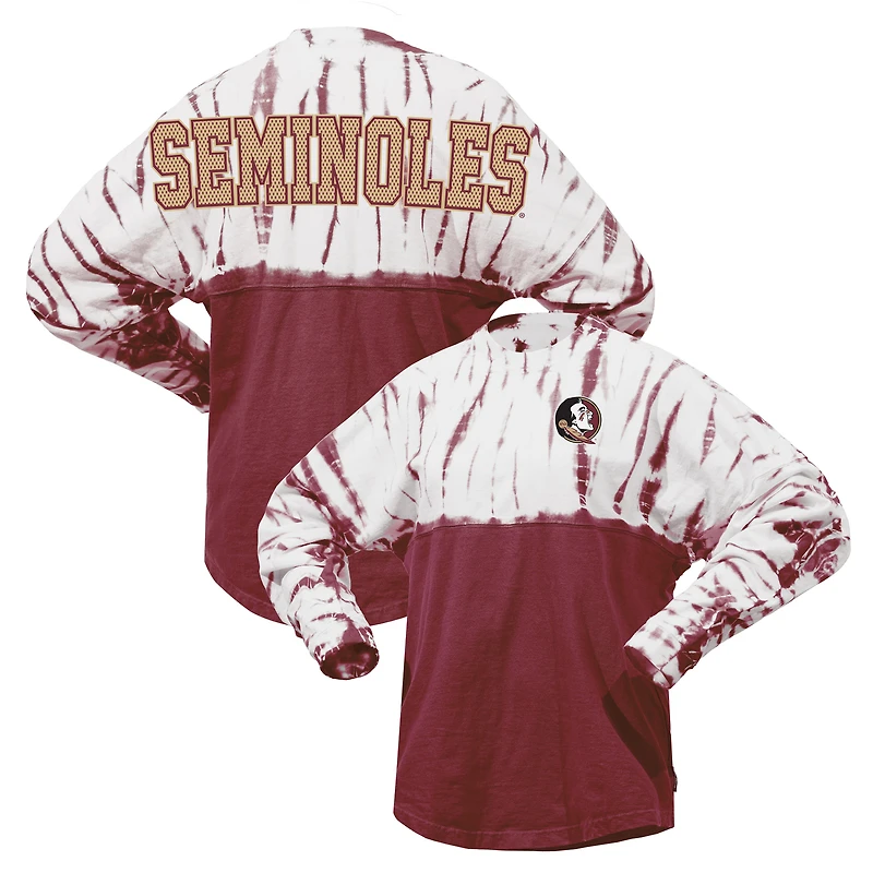 Women's Garnet Florida State Seminoles Tie-Dye Long Sleeve Jersey T-Shirt