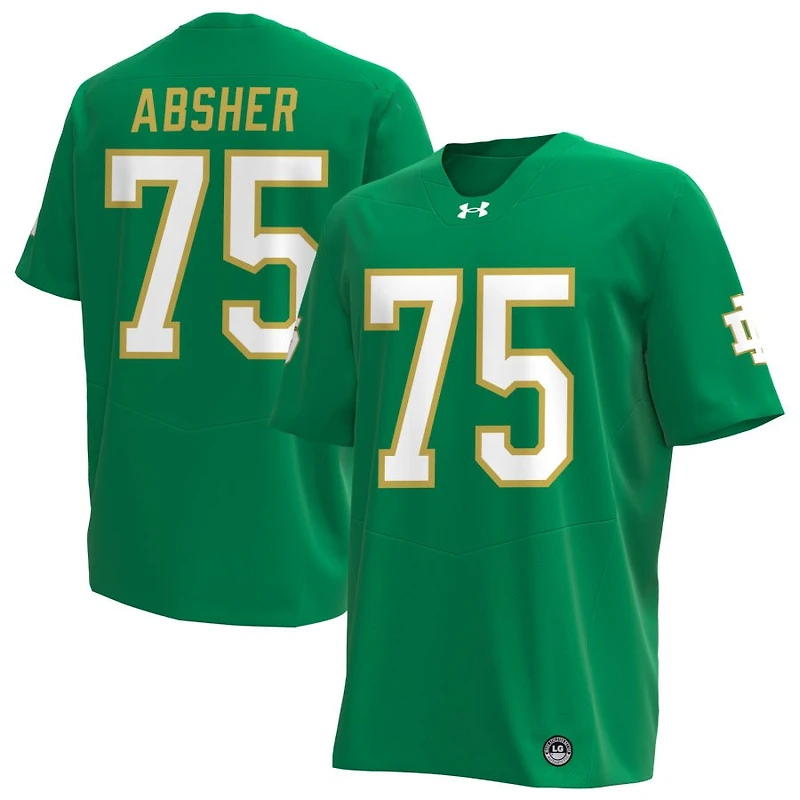Sullivan Absher Men's Under Armour Kelly Green Notre Dame Fighting Irish Alternate NIL Pick-A-Player Replica Football Jersey
