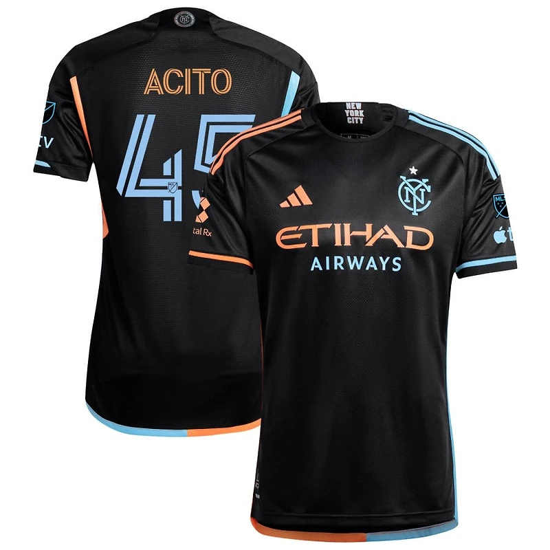 Kamran Acito Men's adidas Black New York City FC 2024 24/7 Kit Authentic Custom Jersey
