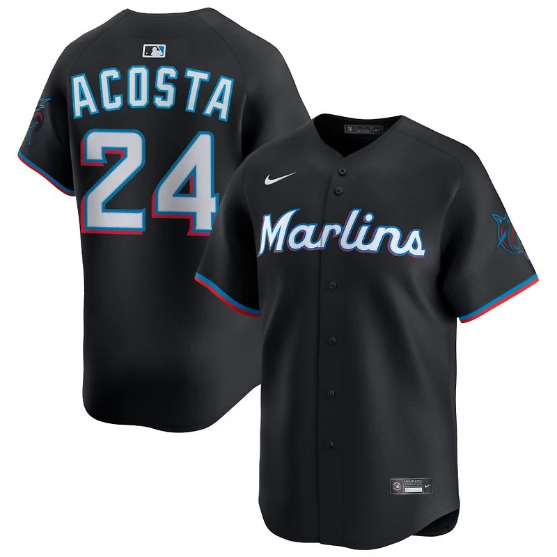 Maximo Acosta Men's Nike Black Miami Marlins Alternate Limited Custom Jersey