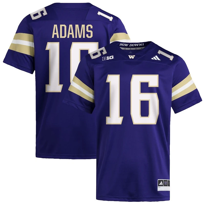 Ramonz Adams Men's adidas  Purple Washington Huskies NIL Pick-A-Player Home Premier Football Jersey