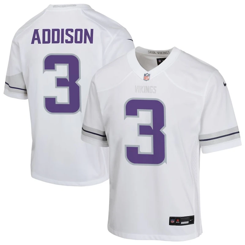 Jordan Addison Youth Nike White Minnesota Vikings Alternate Custom Game Jersey