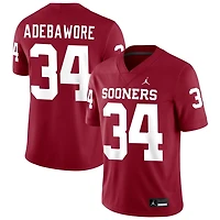 Adepoju Adebawore Men's Jordan Brand Crimson Oklahoma Sooners NIL Pick-A-Player Football Replica Jersey